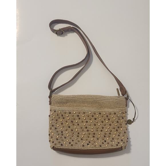 The Sak Crochet Beaded Crossbody Hobo EUC Bohemian Purse - Picture 1 of 6